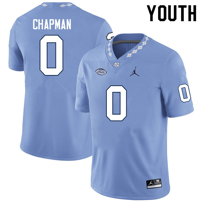 Youth #0 Tychaun Chapman North Carolina Tar Heels College Football Jerseys Sale-Carolina Blue